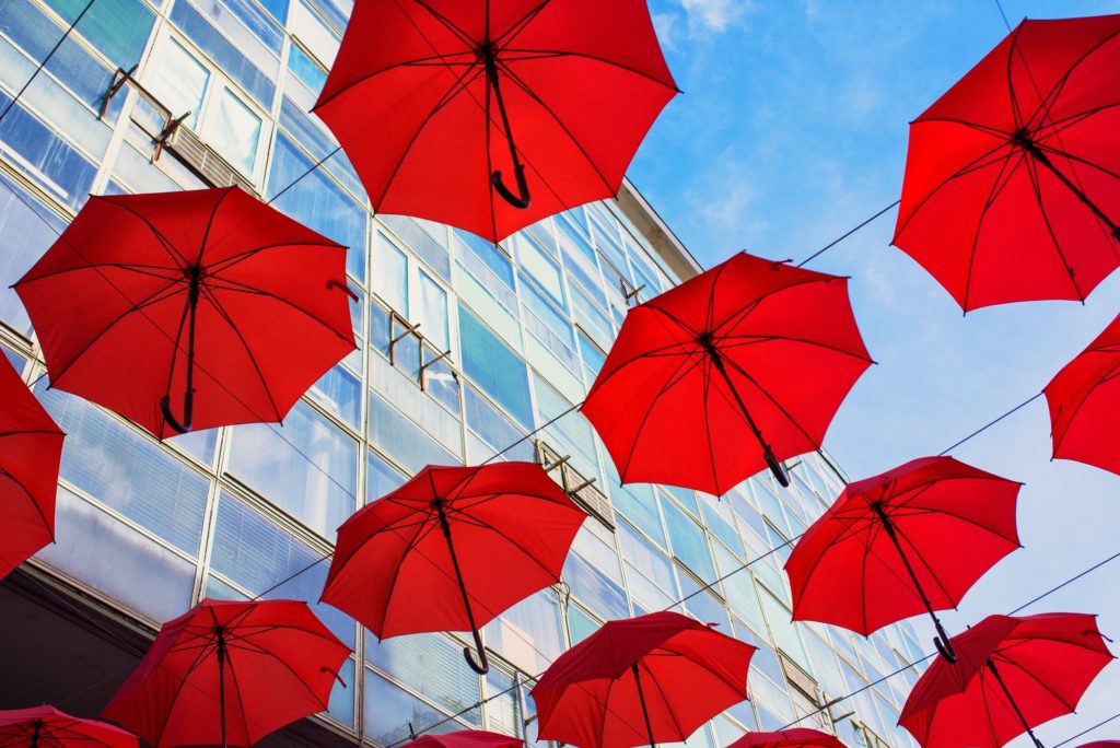 Red umbrellas decoration